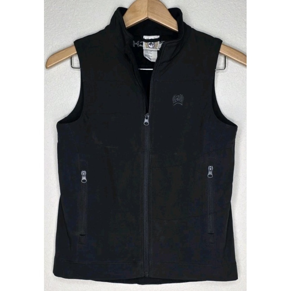 Cinch Kids M 10 Softshell Bonded Logo Solid Black Zip Vest Ranch Cowboy Western
